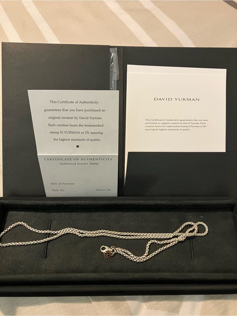 24” 1.7mm David Yurman Silver Rope Chain Necklace with Gold Accent Charm dingbat - Picture 7 of 8